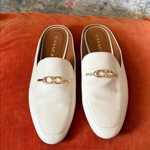 Coach Ivory Leather Slip-On Loafers